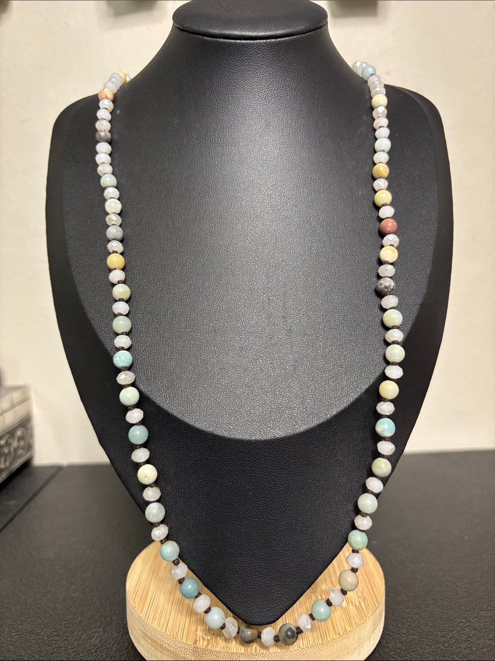Boho Multi-Color Beaded Knotted Women’s Necklace - Natural Stone Accent